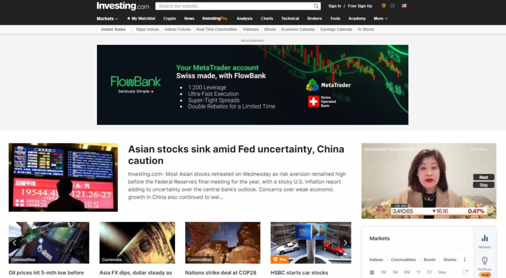 سایت Investing.com یکی از بهترین سایت‌های تحلیل فارکس
