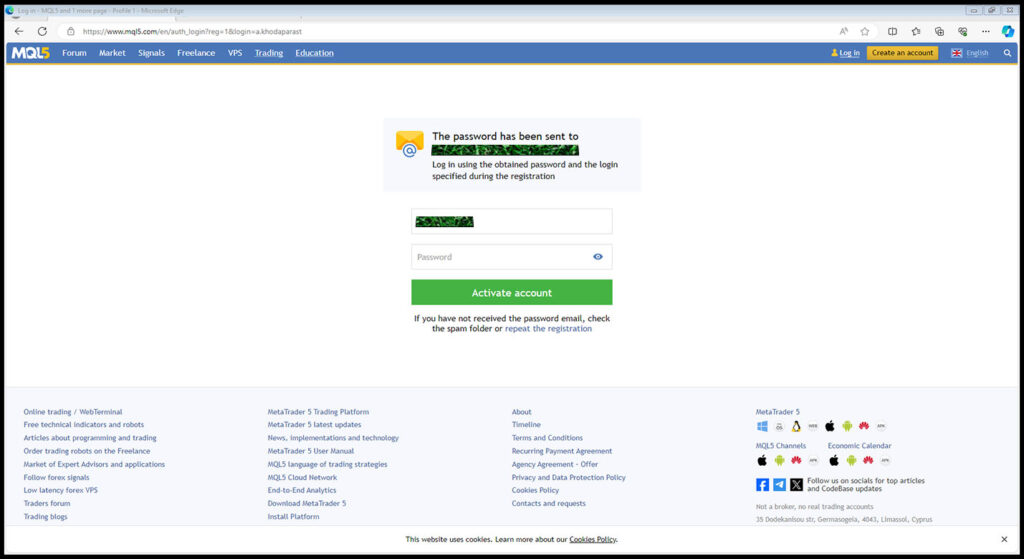 نصب متاتریدر 4 در ویندوز - Activate Account 